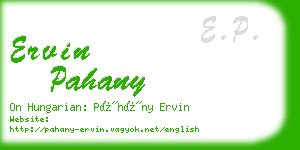ervin pahany business card